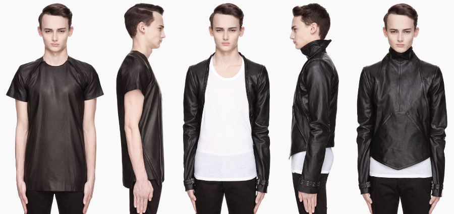 Leather shirt and jacket by Gareth Pugh