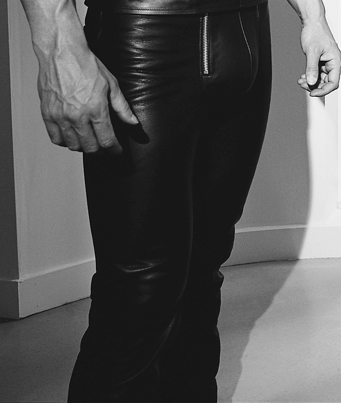 Northbound Leather trousers with triple-zippered front